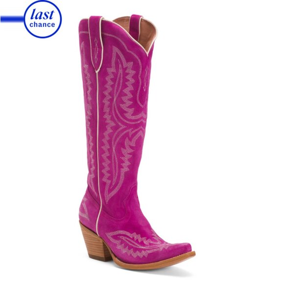 ARIAT Pink Made In Mexico Suede Casanova X Toe Haute Tall Western Boots - Picture 1 of 2